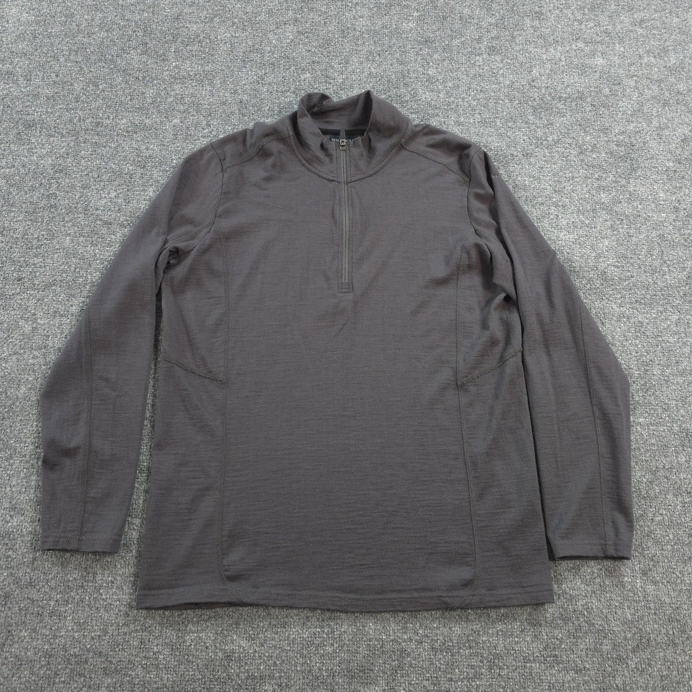 Wild South Shirt Mens Large Gray 1/4 Zip 100% Merino Wool Base Layer Hiking